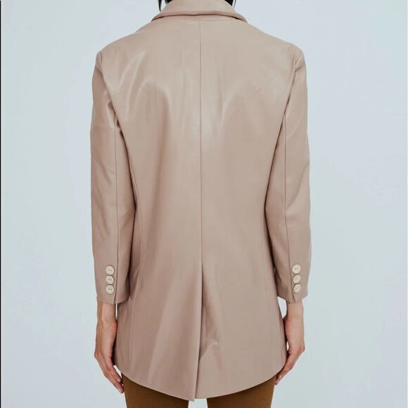 Noize Vegan Leather Blazer XS NWT  Demi Mid-Length NWT Retail $255 Nude/Taupe - Picture 6 of 12